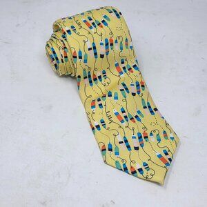 Lilly Pulitzer 100% Silk Men's Stuff Yellow Patterned Neck Tie